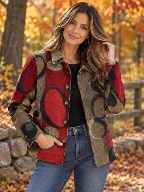 Winding River Reversible Women's Boho Multi Tapestry Jacket Size M